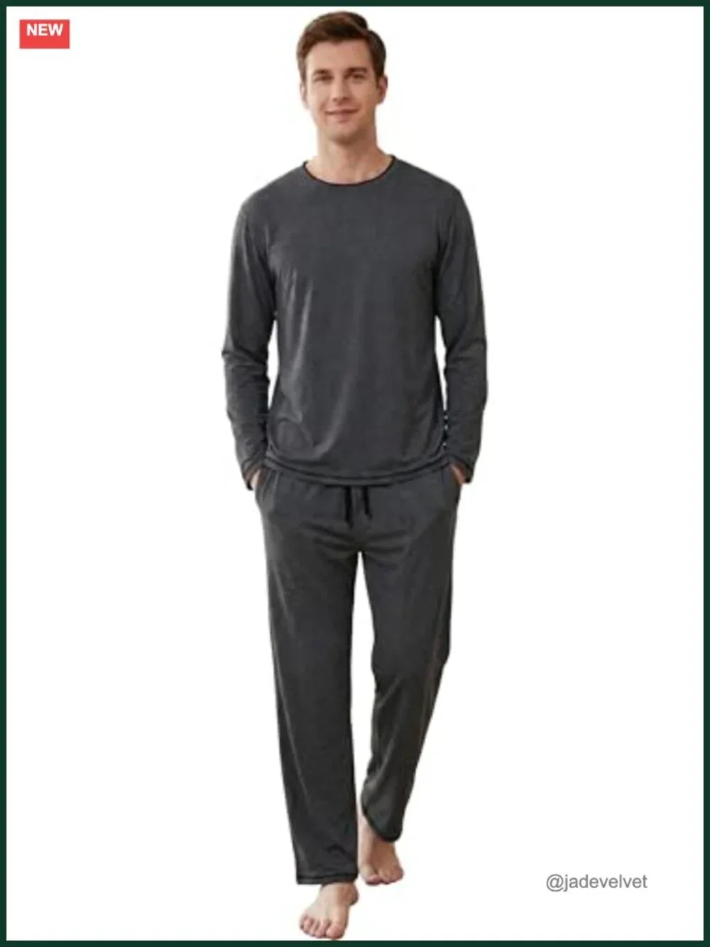 Tencel Lyocott Blend Cotton Mens Pajama Set with Pockets Sleepwear Lounge Set
